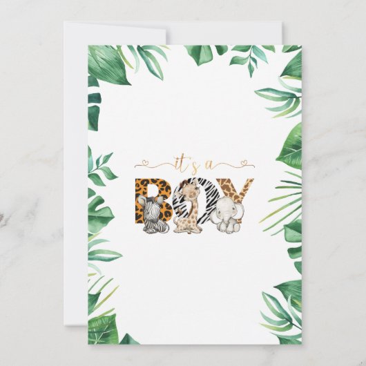 Safari Wild Baby shower Party Kaart (Achterkant)