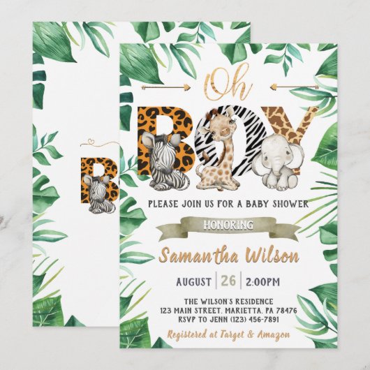 Safari Wild Baby shower Party Kaart (Voorkant / Achterkant)