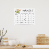 Safari Wild Baby Shower Raad de Bevalling Kalendar Poster (Keuken)