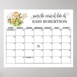 Safari Wild Baby Shower Raad de Bevalling Kalendar Poster