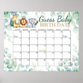 Safari Wild Baby shower Raad Vervaldatum agenda Poster (Voorkant)