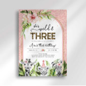 Safari Wild & Drie Verjaardagsuitnodiging Kaart