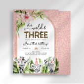 Safari Wild & Drie Verjaardagsuitnodiging Kaart