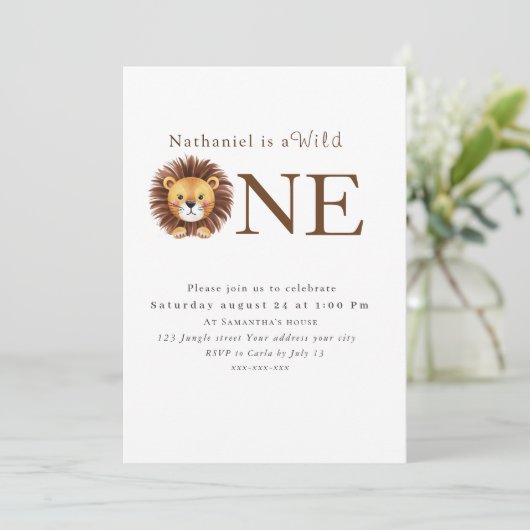 Safari wild een 1e verjaardag kaart (Staand voorkant)