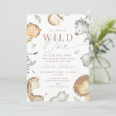 Safari wild één baby shower kaart (Staand voorkant)