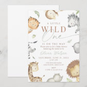 Safari wild één baby shower kaart (Voorkant / Achterkant)