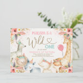 Safari Wild Eén dag uitnodiging Boho Wild Eén (Staand voorkant)