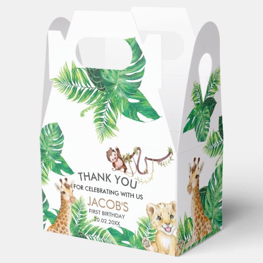 Safari Wild Een Dier Oerwoud Foto 1e Verjaardag Bedankdoosjes (Geopend)
