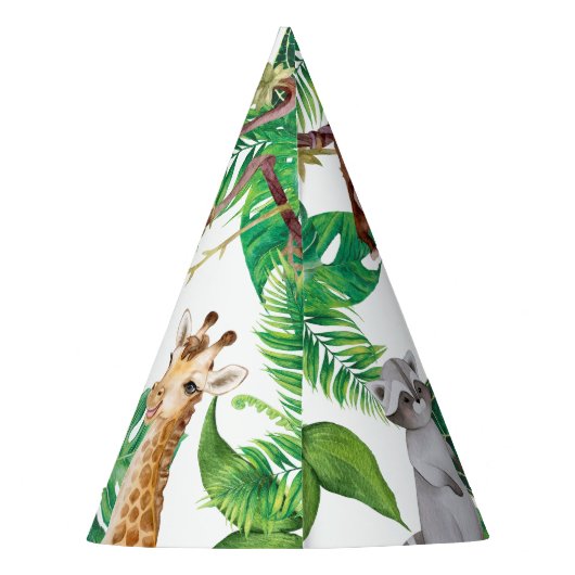 Safari Wild Een Dier Oerwoud Foto 1e Verjaardag Feesthoedjes (Achterkant)