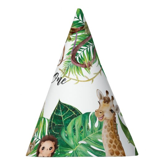 Safari Wild Een Dier Oerwoud Foto 1e Verjaardag Feesthoedjes (Rechts)