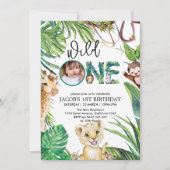 Safari Wild Een Dier Oerwoud Foto 1e Verjaardag Kaart (Voorkant)