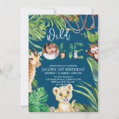 Safari Wild Een Dier Oerwoud Foto 1e Verjaardag Kaart (Voorkant)