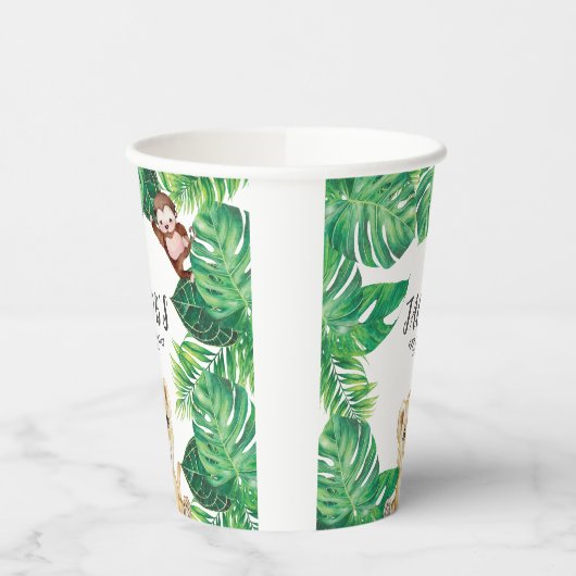 Safari Wild Een Dier Oerwoud Foto 1e Verjaardag Papieren Bekers (Links)