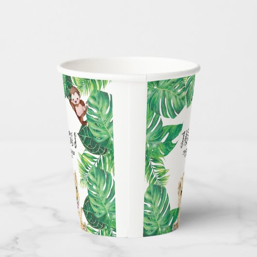 Safari Wild Een Dier Oerwoud Foto 1e Verjaardag Papieren Bekers (Rechts)