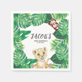 Safari Wild Een Dier Oerwoud Foto 1e Verjaardag Servet