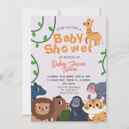Safari Wild Een Eenvoudig Leuk Dieren Baby shower Kaart