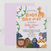 Safari Wild Een Eenvoudig Leuk Dieren Baby shower Kaart (Voorkant / Achterkant)