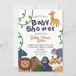 Safari Wild Een Eenvoudig Leuk Dieren Baby shower Kaart
