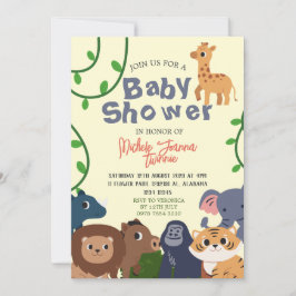 Safari Wild Een Eenvoudig Leuk Dieren Baby shower Kaart