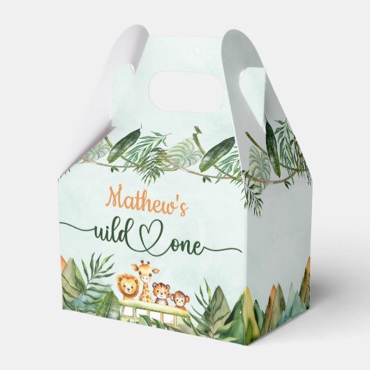 Safari Wild Eén eerste verjaardag Bedankdoosjes (Achterkant)