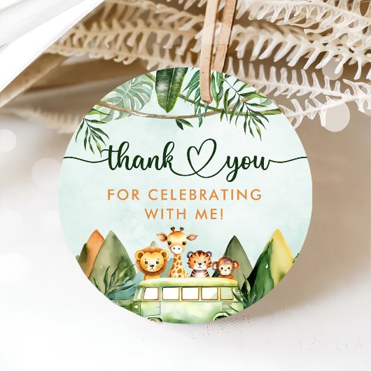 Safari Wild Eén eerste verjaardag Bedankjes Labels