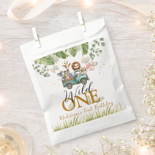 Safari Wild Een Eerste Verjaardag Bedankzakje (Geknipt)