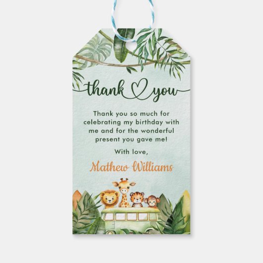 Safari Wild Eén eerste verjaardag Cadeaulabel (Achterkant)