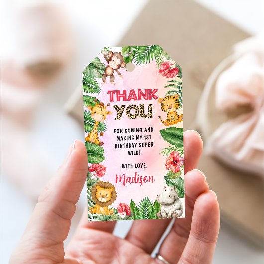 Safari Wild Eén eerste verjaardag Cadeaulabel