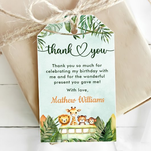 Safari Wild Eén eerste verjaardag Cadeaulabel