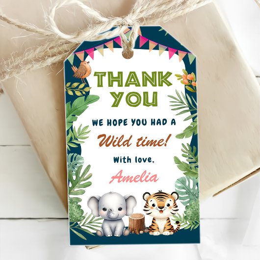 Safari Wild Eén eerste verjaardag Cadeaulabel