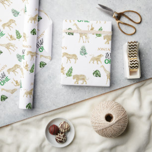 Safari Wild Eén eerste verjaardag Cadeaupapier