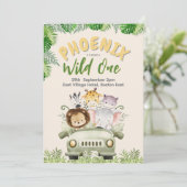 Safari Wild Een Eerste Verjaardag Kaart (Staand voorkant)