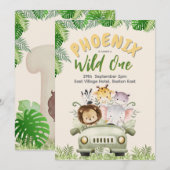 Safari Wild Een Eerste Verjaardag Kaart (Voorkant / Achterkant)