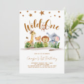 Safari Wild Eén eerste verjaardag Kaart (Staand voorkant)