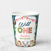 Safari Wild Eén eerste verjaardag Papieren Bekers (Voorkant)