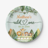 Safari Wild Eén eerste verjaardag Papieren Bordje (Voorkant)