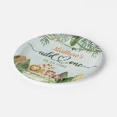 Safari Wild Eén eerste verjaardag Papieren Bordje (Gekanteld)