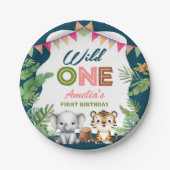 Safari Wild Eén eerste verjaardag Papieren Bordje (Voorkant)
