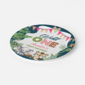 Safari Wild Eén eerste verjaardag Papieren Bordje (Gekanteld)