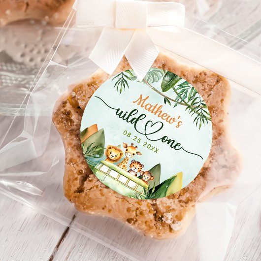 Safari Wild Eén eerste verjaardag Ronde Sticker