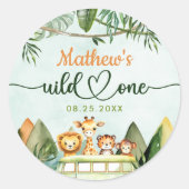 Safari Wild Eén eerste verjaardag Ronde Sticker (Voorkant)
