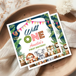 Safari Wild Eén eerste verjaardag Servet