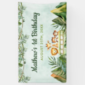 Safari Wild Eén eerste verjaardag Spandoek (Verticaal)