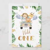 Safari Wild Een gebladerte Verjaardag Uitnodiging (Achterkant)