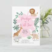 Safari Wild Een Meisje 1e Verjaardag Uitnodiging (Staand voorkant)