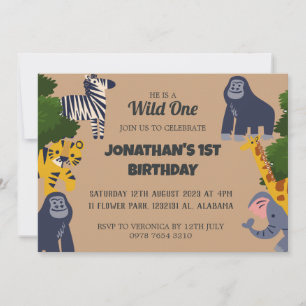 Safari Wild één simpele klad eerste zaterdag Baby Kaart