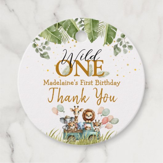 Safari Wild Een verjaardag dank u Bedankjes Labels (Voorkant)