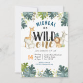 Safari wild een verjaardag jongen uitnodiging (Voorkant)