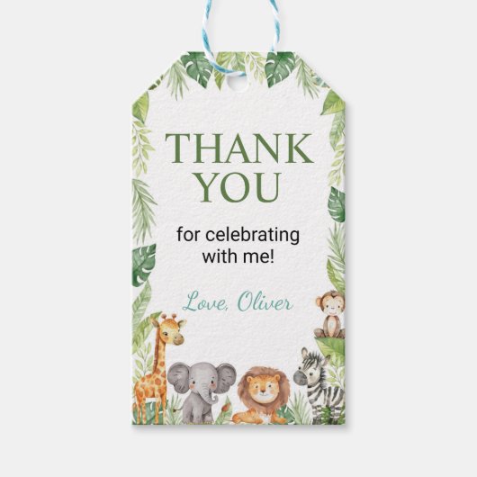 Safari Wild Een verjaardagsfeestje Dank je Label Cadeaulabel (Voorkant)