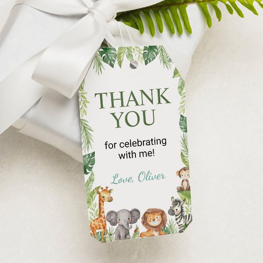 Safari Wild Een verjaardagsfeestje Dank je Label Cadeaulabel